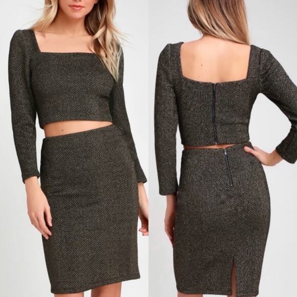 NWT Ali & Jay Dance Floor Two Piece Skirt Set Size Gold Metallic Vegas Size XS - Picture 1 of 13